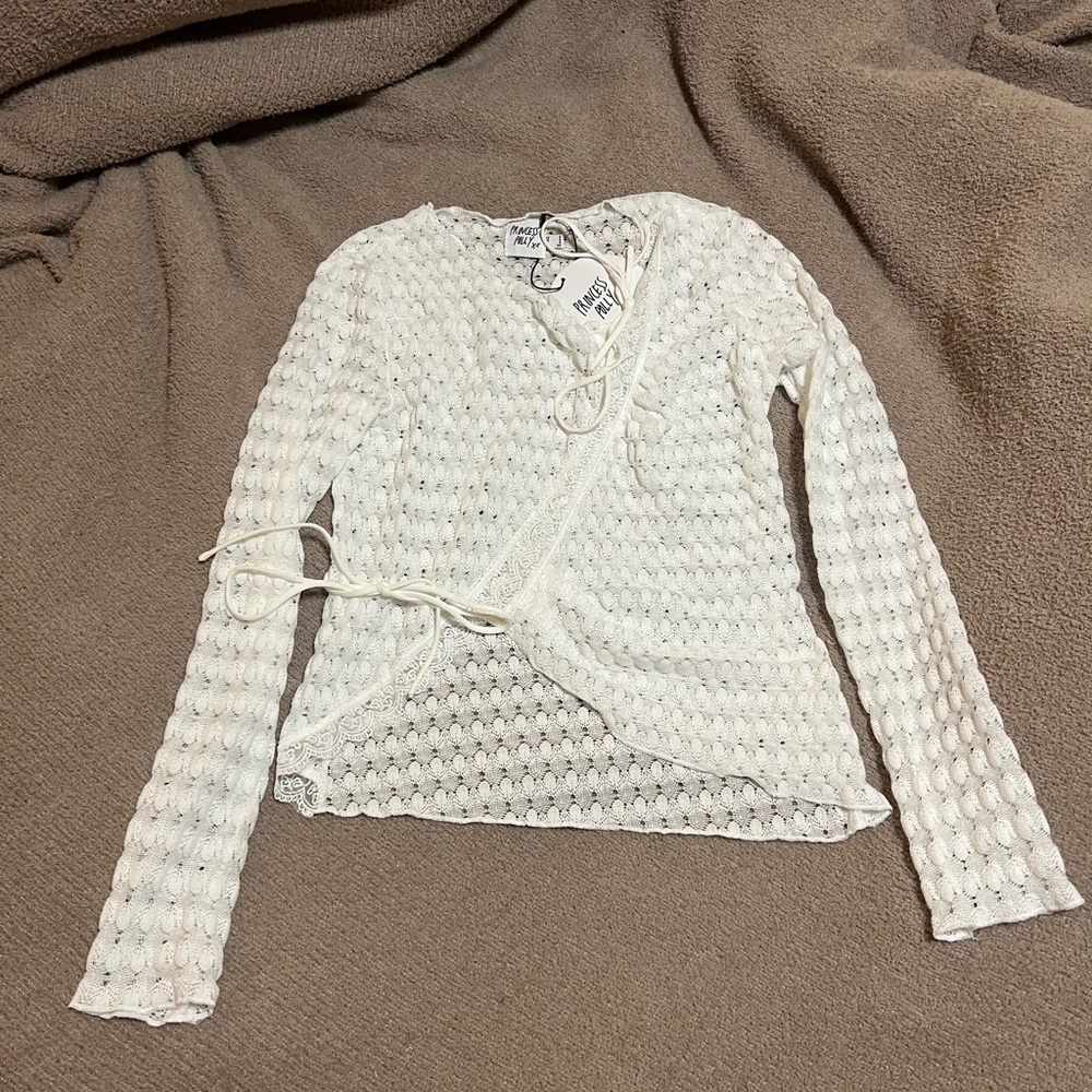 White Wrap Knit Sweater